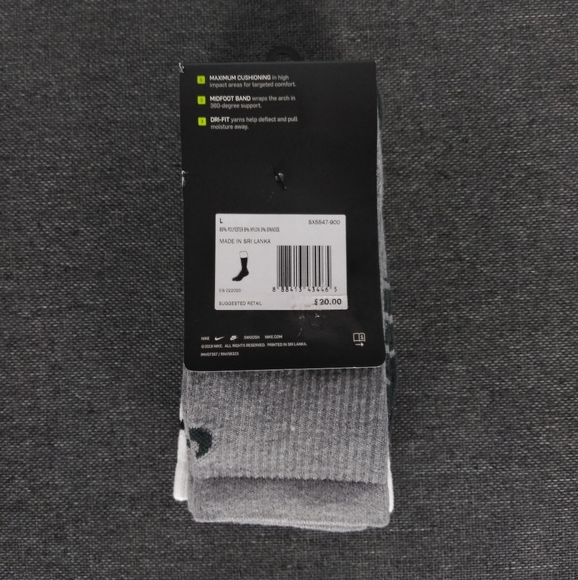 NWT 3 PAIR NIKE EVERYDAY MAX CUSHIONED CREW SOCKS - Picture 4 of 6